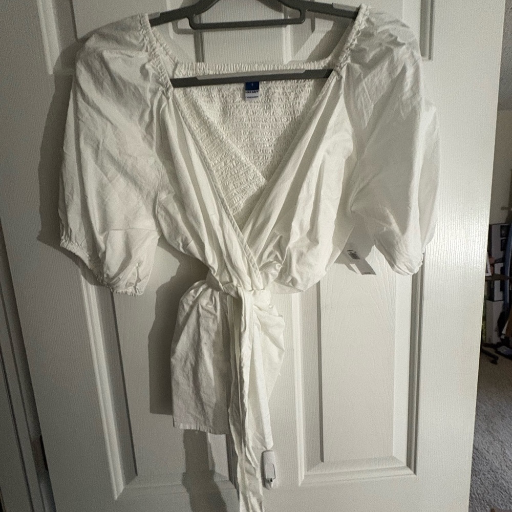 Old Navy White Wrap Shirt